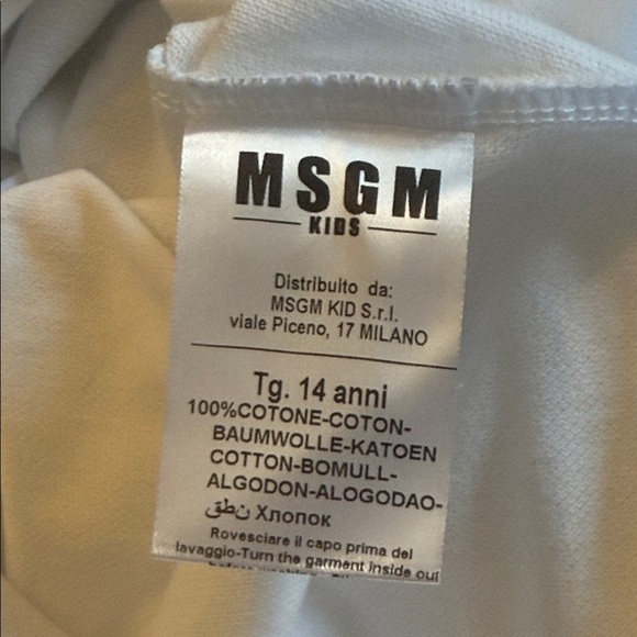 MSGM Piquet Cotton Flared Polo Dress White with Embroidered Logo NWT Kids 14 - Picture 9 of 9